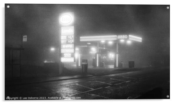 Filling Station at Night Acrylic by Lee Osborne