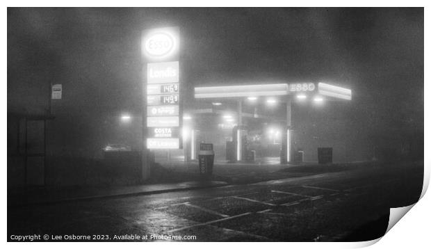 Filling Station at Night Print by Lee Osborne