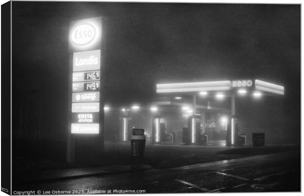 Filling Station at Night Canvas Print by Lee Osborne