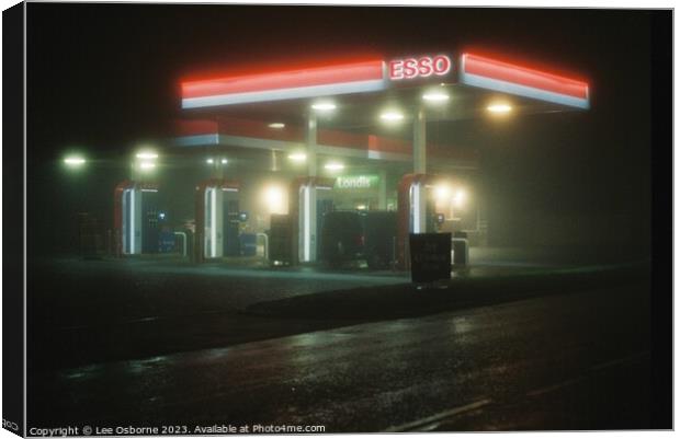 Filling Station At Night Canvas Print by Lee Osborne