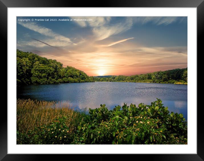 Sunset at Shepherd Mountain Lake Framed Mounted Print by Frankie Cat
