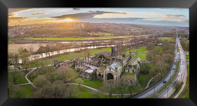 Kirkstall Abbey Sunset Framed Print by Apollo Aerial Photography