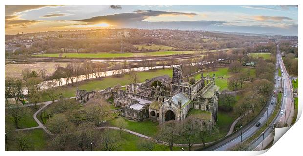 Kirkstall Abbey Sunset Print by Apollo Aerial Photography