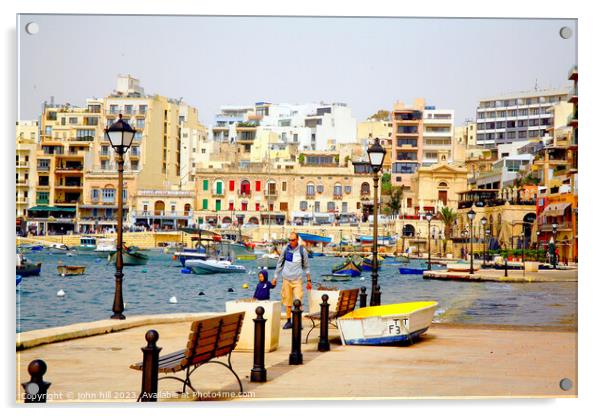 St.Julian's Bay, Malta. Acrylic by john hill