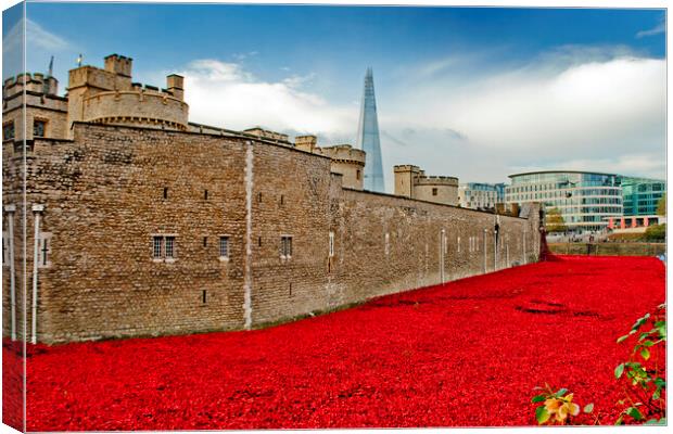 Tower Of London Poppies Red Poppy Canvas Print by Andy Evans Photos