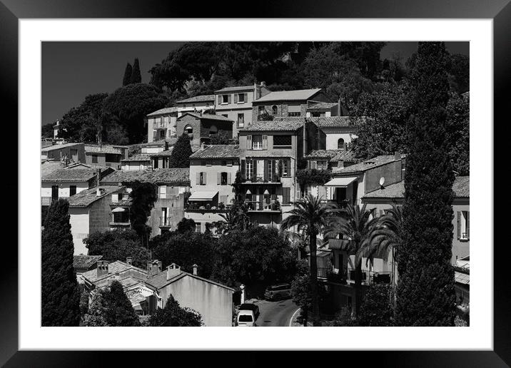 Black and white view on Bormes-les-Mimosas Framed Mounted Print by youri Mahieu