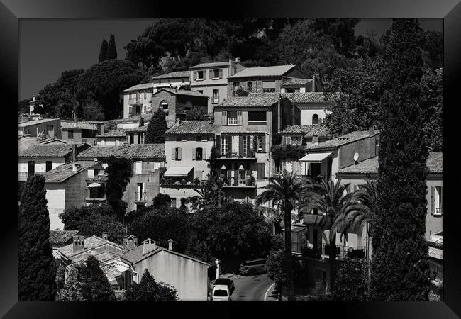 Black and white view on Bormes-les-Mimosas Framed Print by youri Mahieu