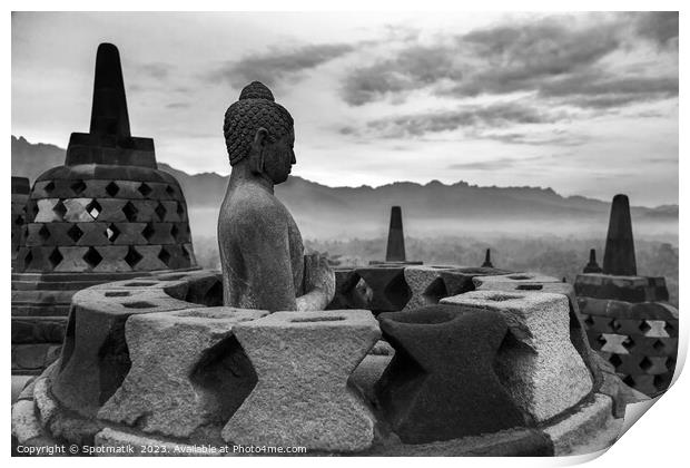 Borobudur Java Hinduism and Buddhism Statues Indonesia Asia Print by Spotmatik 