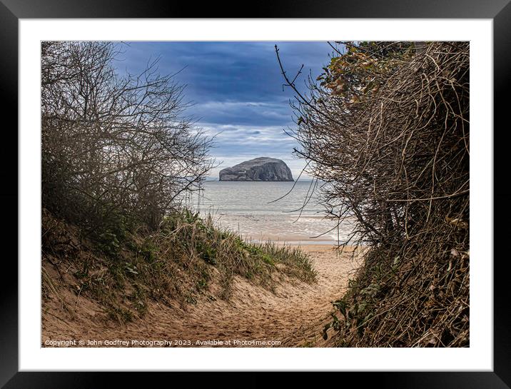 Bass Rock From Seacliff Beach. Framed Mounted Print by John Godfrey Photography