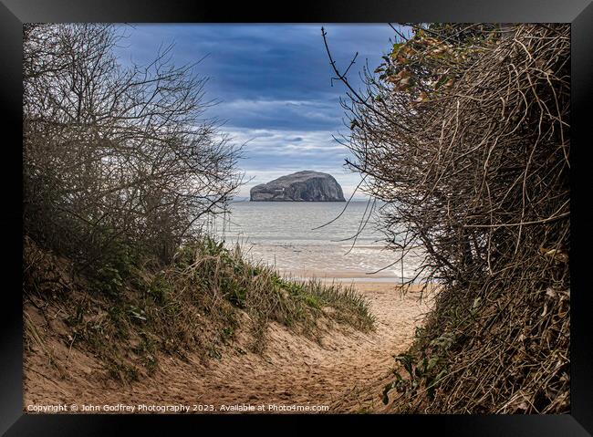 Bass Rock From Seacliff Beach. Framed Print by John Godfrey Photography