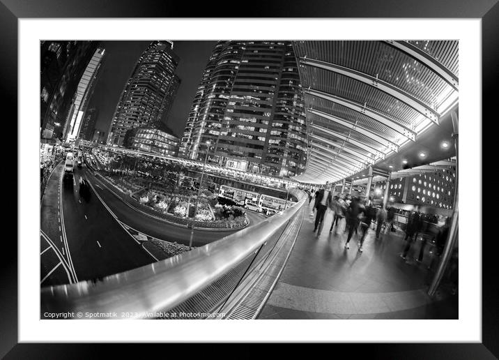 China elevated walkway over famous Gloucester Road Kowloon  Framed Mounted Print by Spotmatik 