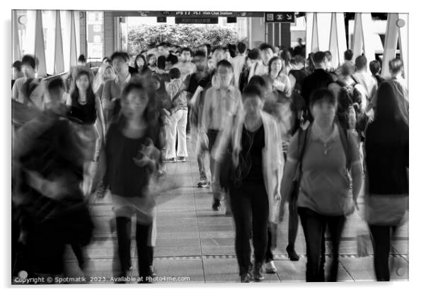 Asian city commuters walking to work Hong Kong Acrylic by Spotmatik 