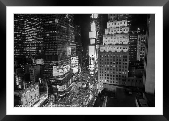 Night time Times Square Manhattan New York America Framed Mounted Print by Spotmatik 