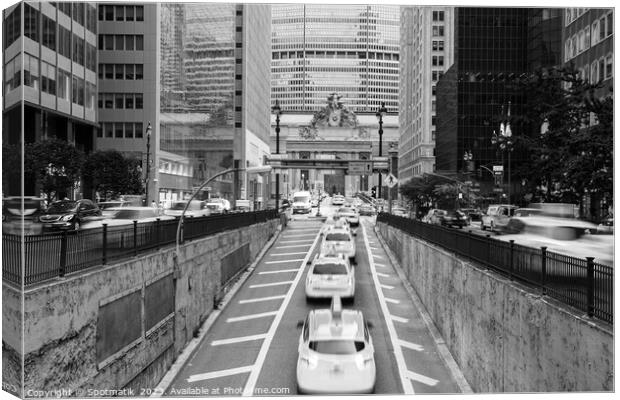 Yellow taxi cabs surfacing from underpass New York Canvas Print by Spotmatik 