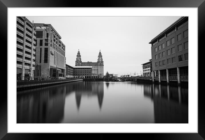 Liver Building reflecting in Princes Dock Framed Mounted Print by Jason Wells