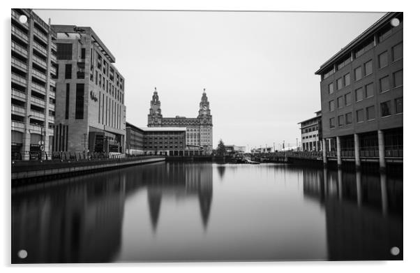 Liver Building reflecting in Princes Dock Acrylic by Jason Wells