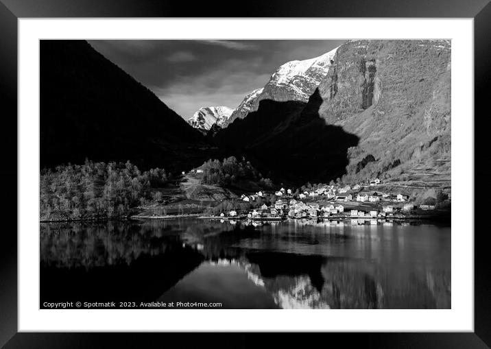 Norway sunlight reflections of scenic mountain valley fjord  Framed Mounted Print by Spotmatik 