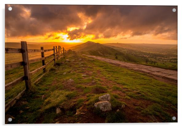Great Ridge Sunrise Mam Tor Acrylic by Tim Hill