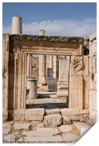 Macellum Entrance in Gerasa, Jordan Print by Dietmar Rauscher