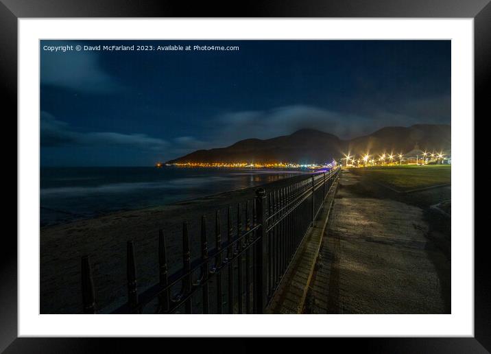 Night view of Newcastle, County Down Framed Mounted Print by David McFarland
