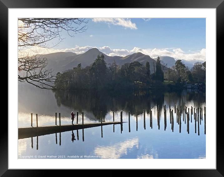 Lone photographer Lake District  Framed Mounted Print by David Mather