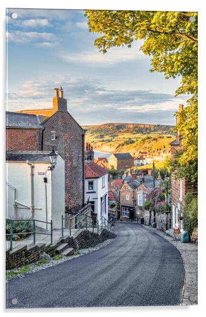 New Road Robin Hoods Bay Acrylic by Tim Hill