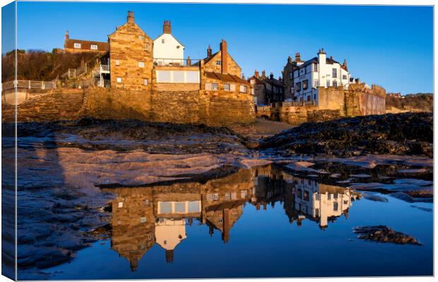 Reflections at Robin hoods Bay Canvas Print by Tim Hill