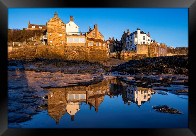 Reflections at Robin hoods Bay Framed Print by Tim Hill
