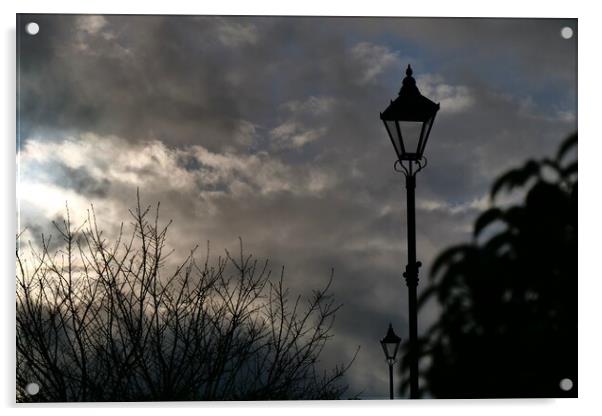 Sky cloud streetlamps and trees Acrylic by Roy Hinchliffe