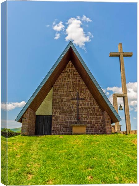 Photography with a the hermitage of Ibañeta under the blue sky Canvas Print by Vicen Photo