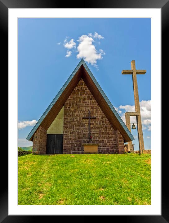 Photography with a the hermitage of Ibañeta under the blue sky Framed Mounted Print by Vicen Photo