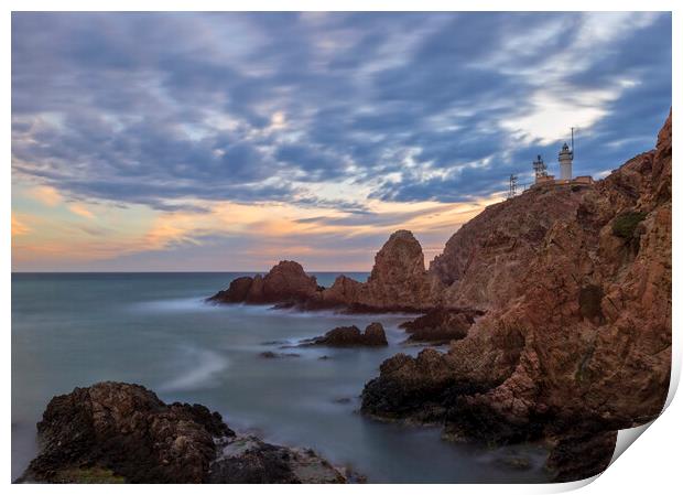 Photography with a cloudy sunset in Cabo de Gata Print by Vicen Photo