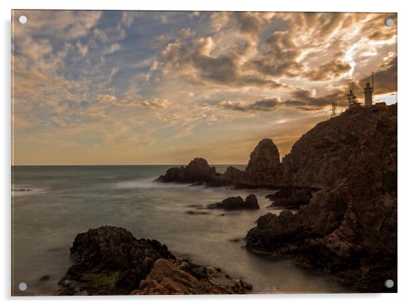 Photography with the lighthouse of cabo de gata in a calm sunset Acrylic by Vicen Photo
