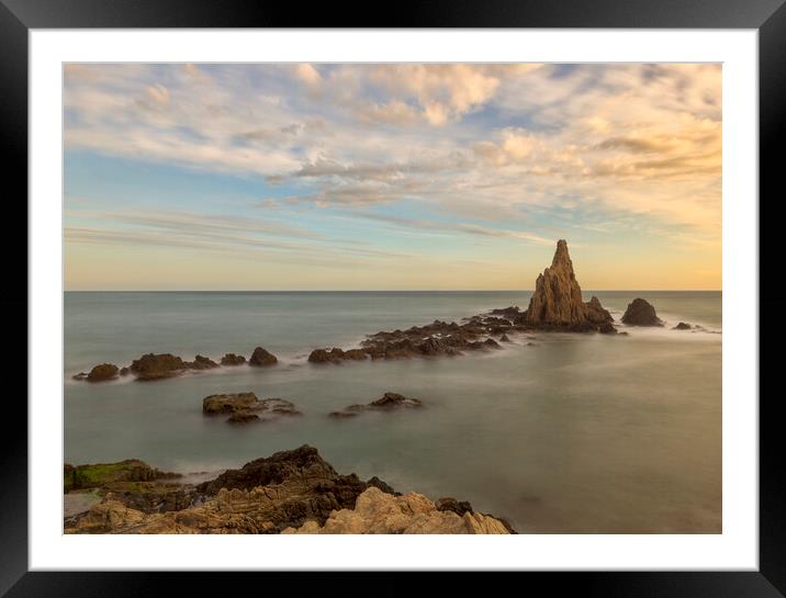 Photograph with a calm sunset at the sirens reef Framed Mounted Print by Vicen Photo