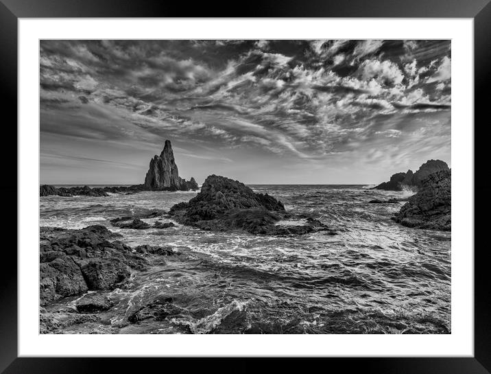 Photography with the rough seas in a dramatic black and white seascape Framed Mounted Print by Vicen Photo