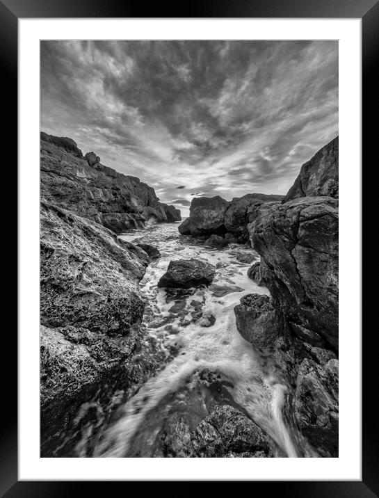 Photograph with a dramatic landscape between the rocks in a small cove Framed Mounted Print by Vicen Photo