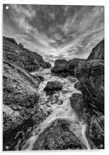 Photograph with a dramatic landscape between the rocks in a small cove Acrylic by Vicen Photo