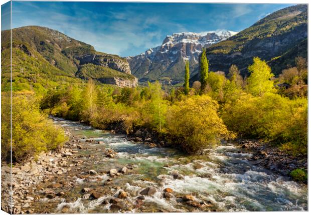 Photography with river water between the mountains of the Pyrenees Canvas Print by Vicen Photo
