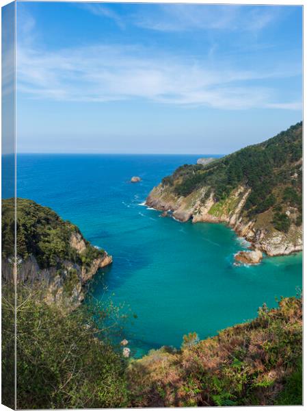 The Pechón cove from a viewpoint in Cantabria, Spain Canvas Print by Vicen Photo