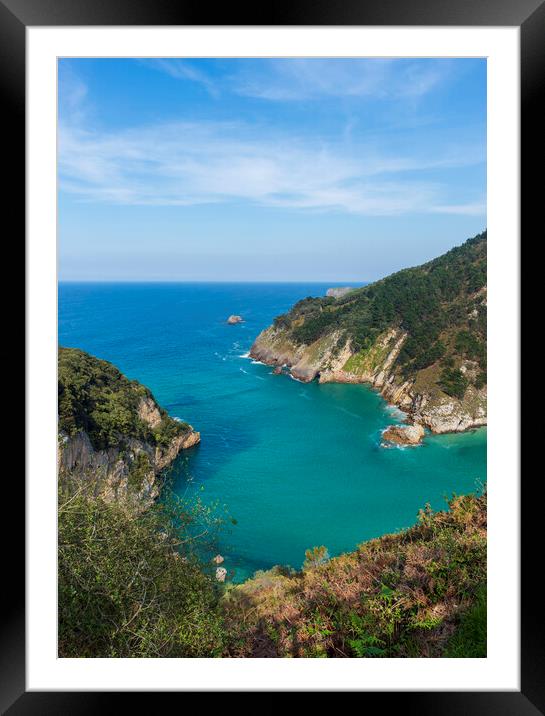 The Pechón cove from a viewpoint in Cantabria, Spain Framed Mounted Print by Vicen Photo