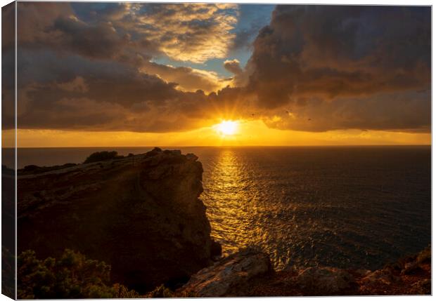 Photography with the sunrise sun at Cabo Martinet in Ibiza Canvas Print by Vicen Photo
