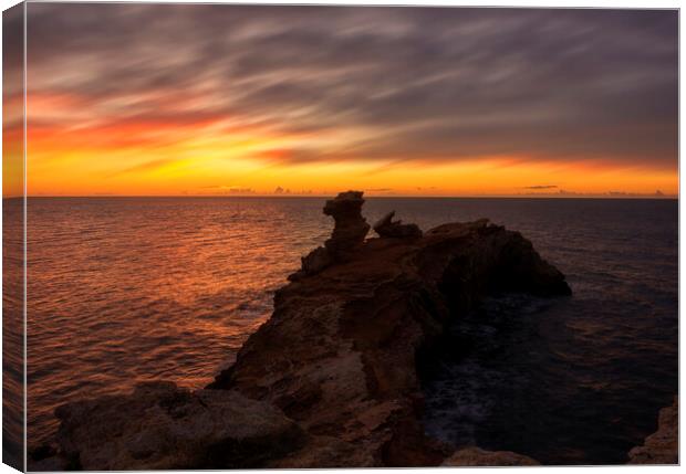 Photography with a spectacular and cloudy sunrise in Ibiza Canvas Print by Vicen Photo