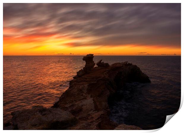 Photography with a spectacular and cloudy sunrise in Ibiza Print by Vicen Photo