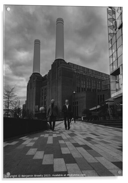 Battersea Black & White Street Shot  Acrylic by Benjamin Brewty