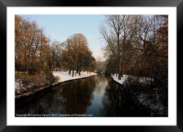 Snow covered Bruges Framed Mounted Print by Caroline Opacic