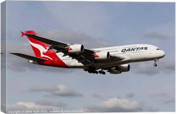 Qantas Airbus A380 Canvas Print by David Pyatt