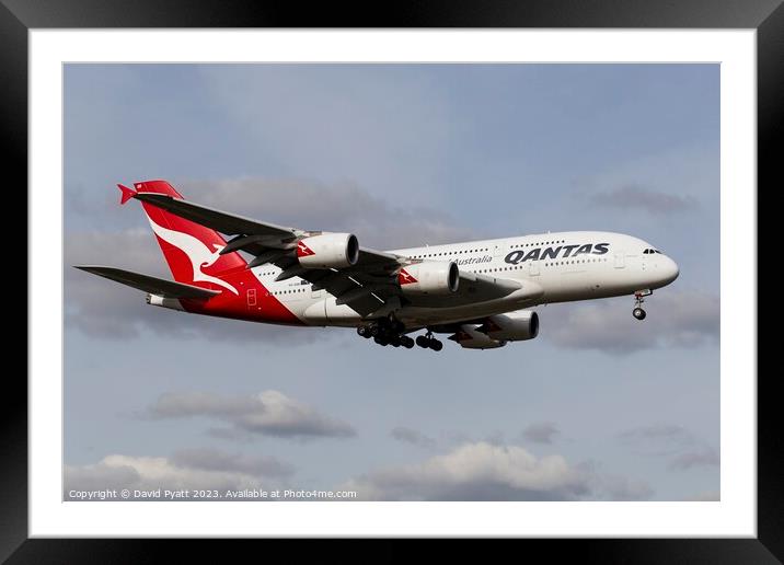 Qantas Airbus A380 Framed Mounted Print by David Pyatt