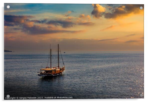 Yacht in Sea of Marmara Acrylic by Sergey Fedoskin
