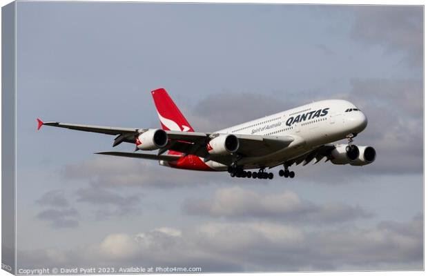 Qantas Airbus A380-842    Canvas Print by David Pyatt