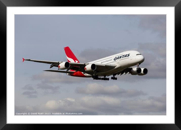 Qantas Airbus A380-842    Framed Mounted Print by David Pyatt